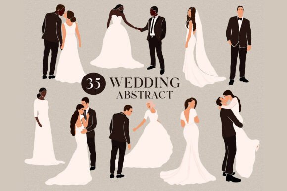 Abstract Wedding People: A Modern Illustration Set for Designers