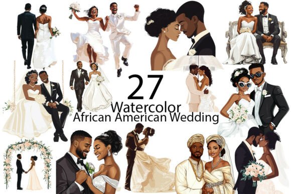 African American Watercolor Wedding: Artful Design Elements