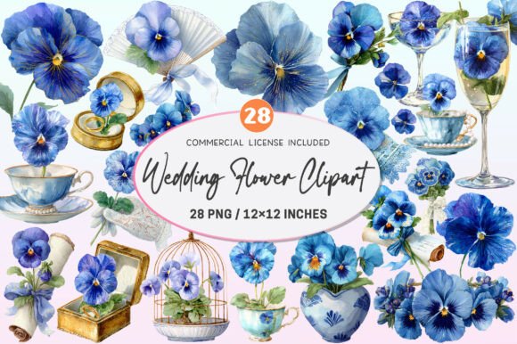Blue Pansy Wedding Flower Clipart: A Designer's Floral Toolkit