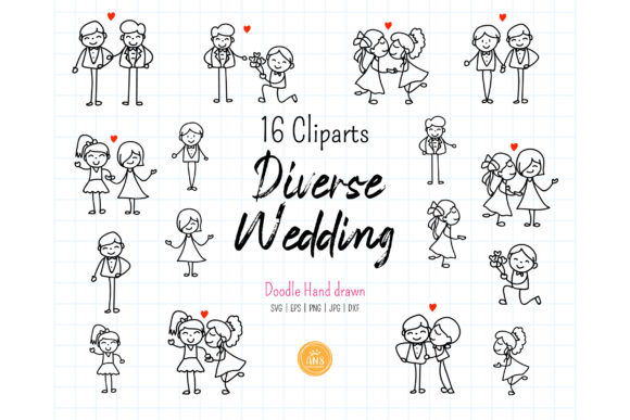 Celebrate Diversity in Design with 16 Diverse Wedding Couple SVGs