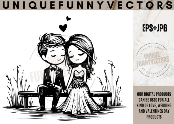 Charming Wedding Couple Svg and Stick Vectors 374 for Projects