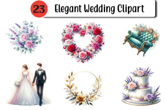 Elegant Wedding Clipart: Design Elements for Romantic Projects