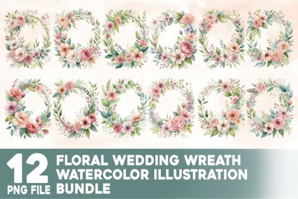 Floral Wedding Wreath Watercolor Bundle: Creative Uses