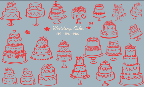 Hand Drawn Doodle Wedding Cake Clipart: A Delightful Design Asset