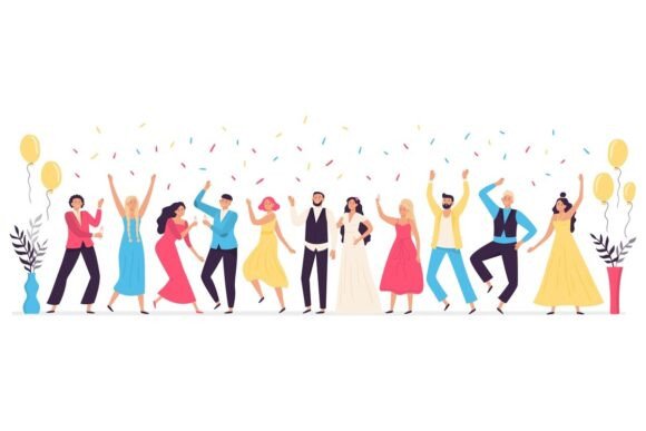 People Dancing at Wedding. Romance: Capturing Joyful Motion