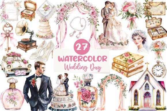 Retro Wedding Day Clipart: Elevate Your Designs