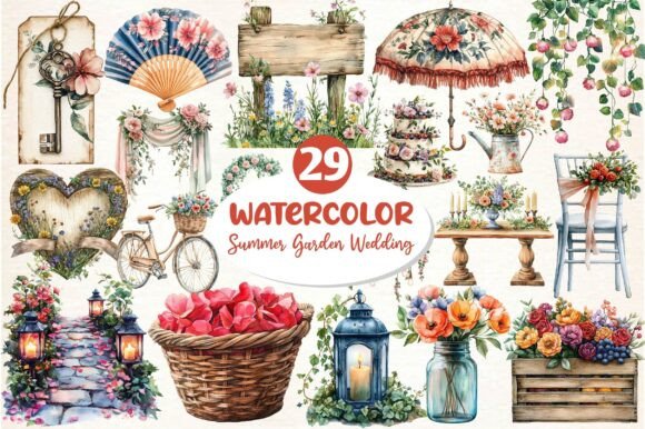 Summer Garden Wedding Clipart: A Designer's Floral Toolkit