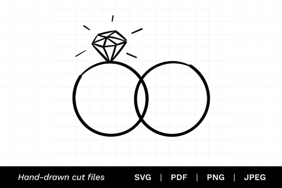 Wedding Rings SVG Cut File: A Hand-Drawn Design Asset