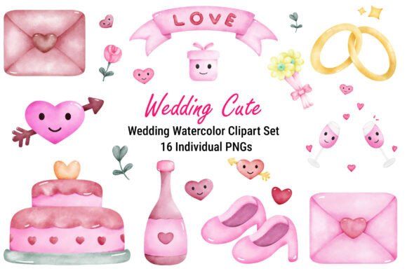 Wedding Watercolor Clipart: Sweet and Romantic Illustrations