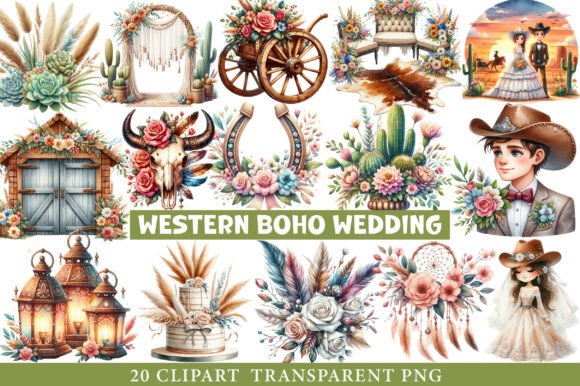 Western Boho Wedding Clipart Bundle: A Creative Asset Guide