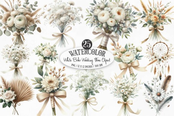 White Boho Wedding Floral Bouquet: A Designer's Go-To Asset